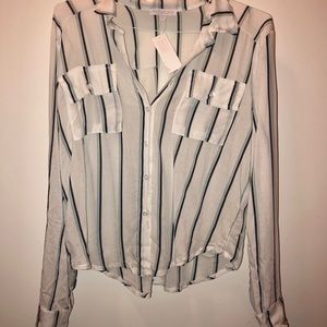 Blue and white striped shirt